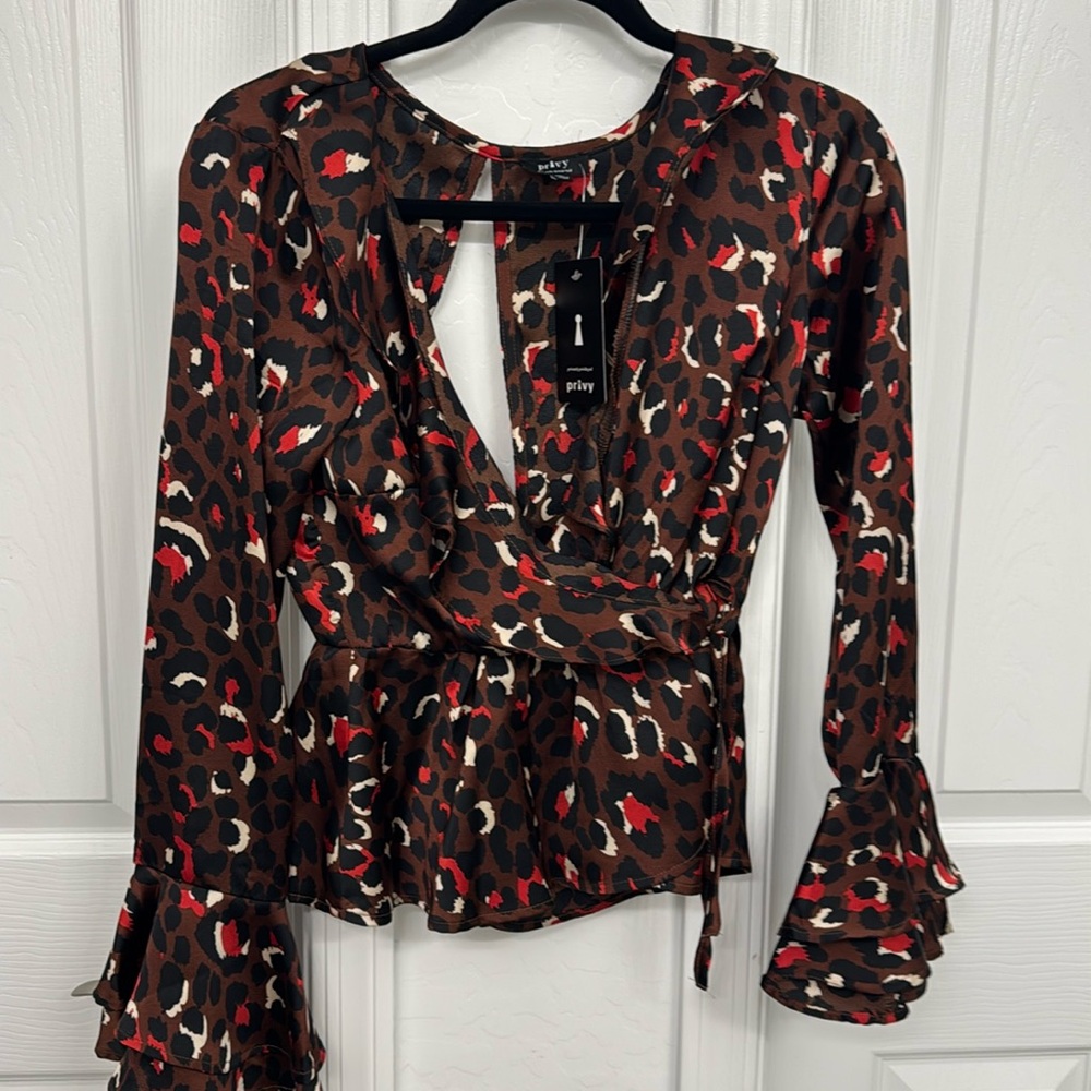 Leopard peplum top